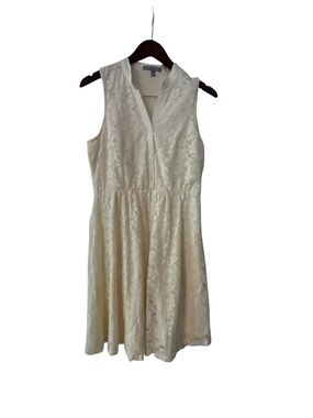 NYCollection Ivory Feminine Floral Lace Sleeveless Romantic Summer Dress Size L